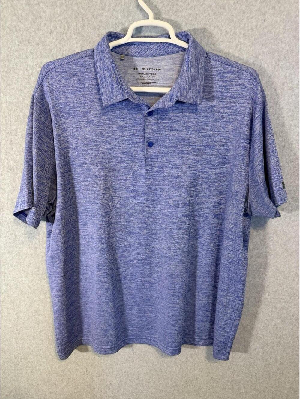 Under Armour Playoff Polo Shirt Mens 2XL Blue Solid Golf Stretch Performance